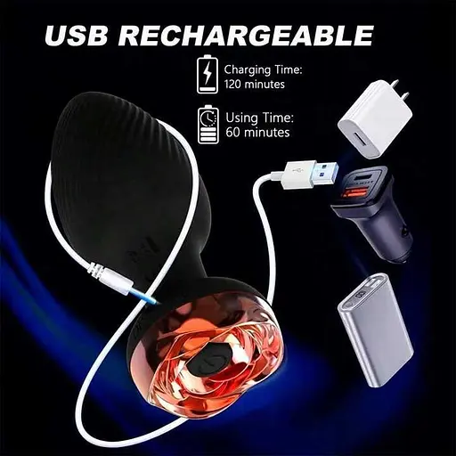 Анальная вибро-пробка Rose Butt на пульте с золотой розой 10 режимов 5 мм 90 мм черный - фото 3