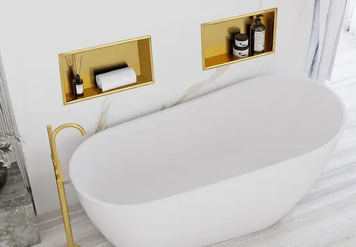 Вбудована полиця Rea 30x45 brushed gold з обідком REA-05607, Золотий - фото 4