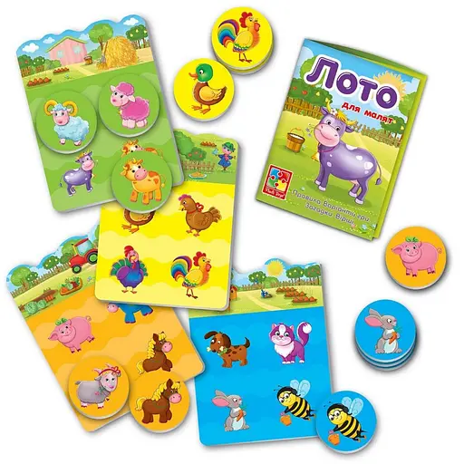 Дитяча настільна гра Лото "Ферма" Vladi Toys VT2100-08, 16 фішок - фото 3