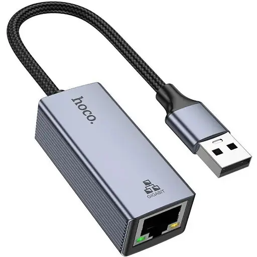 Usb-хаб Hoco UA37 Usb ethernet adapter (1000 Mbps) Серый - фото 1
