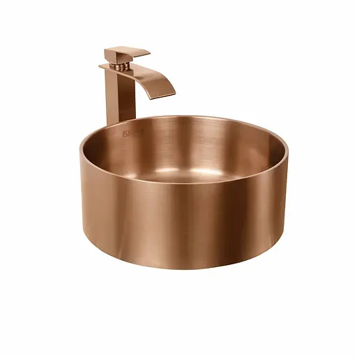 Умивальник Platinum Handmade PVD мідний 380x380 мм з нержавіючої сталі, Теплий захід - фото 4