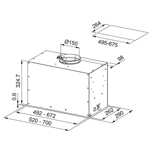 Вытяжка встраиваемая Franke Box Flush EVO 52 см, 1035 м3/ч, FBFE XS A52, нержавеющая сталь - фото 3