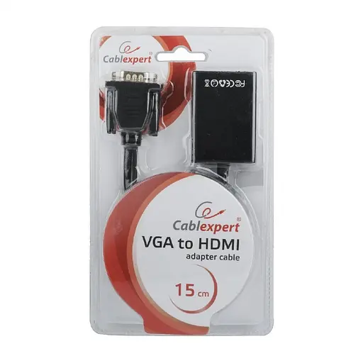 Адаптер VGA (M)-HDMI (F), Cablexpert, Black, 3.5 мм для передачі стереозвуку, USB для живлення (A-VGA-HDMI-01) - фото 5