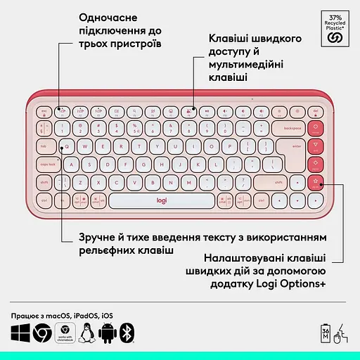 Клавіатура Logitech Pop Icon Keys Rose (920-013073) - фото 6