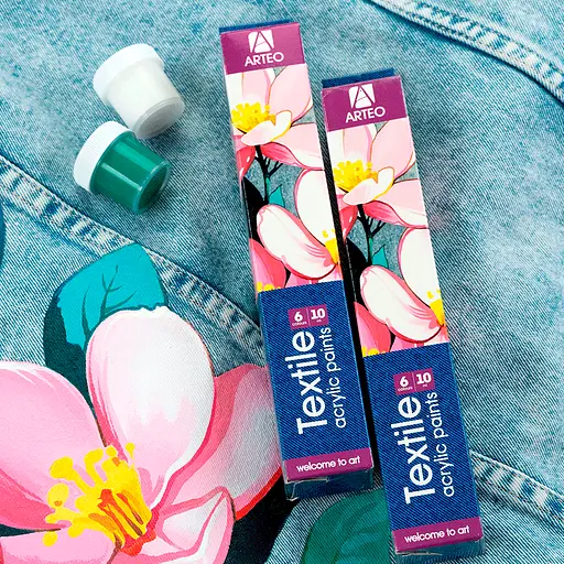 Набор акриловых красок для росписи тканей Flowers 6×10 мл Arteo - фото 3