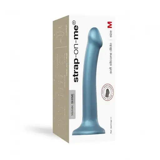 Насадка для страпону Strap-On-Me Mono Density Dildo Blue M одношаровий силікон гнучкий діаметр 3.3 см - фото 5