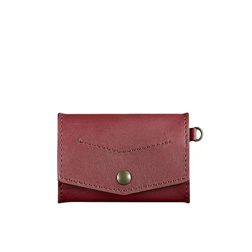 Женская кожаная монетница с клапаном 1.0 бордовая. - фото 8