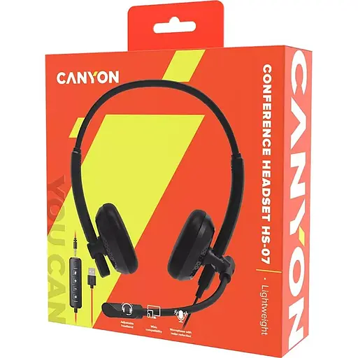 Гарнітура Canyon PC HS-07 PC Mic 3.5/USB Flat 2.8m Black (CNS-HS07B) - фото 6