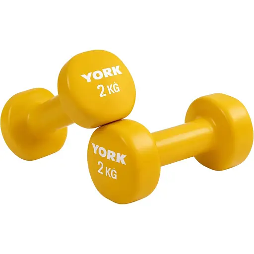 Гантели для фитнеса York Fitness виниловые круглые 2х2кг желтый
