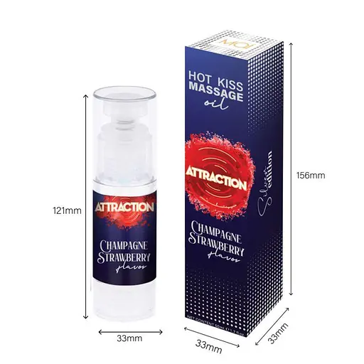 Їстівна масажна олія Mait Attraction Champagne Strawberry Hot Kiss 50 мл - фото 4