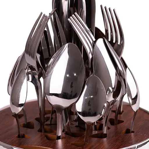 Набор столовых приборов TS Kitchen на 6 персон из нержавеющей стали Серебряный 24 штуки в яйце - фото 2