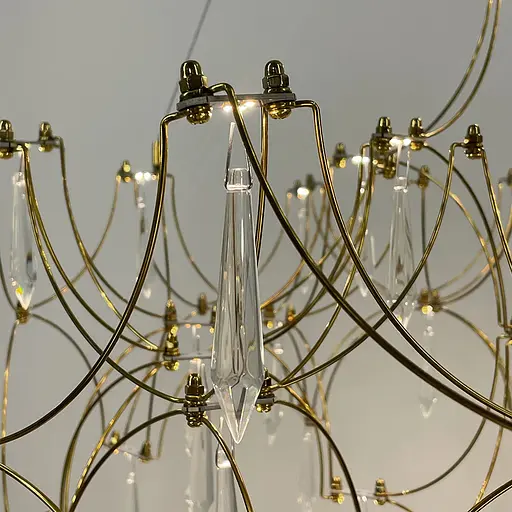 Дизайнерська невагома золота люстра із кришталем Ø 70 см | Арт. MJ203-730 Titanium | Line F - фото 6