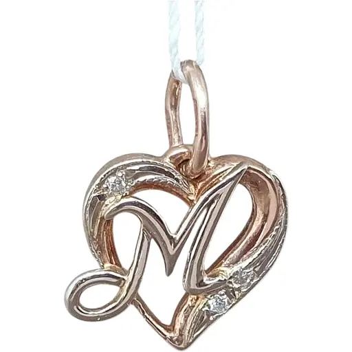 Золота підвіска Гаразд "М" з діамантами. 304421