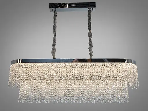 Підвісна кришталева люстра овальна 376 хром 250Вт - фото 1
