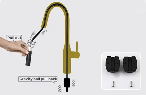 Смеситель для кухни высокий вытяжной гусак аэратор 2 функции нержавеющий корпус гайка Ø35 черный Gappo G4398-46 Черный матовый - фото 2