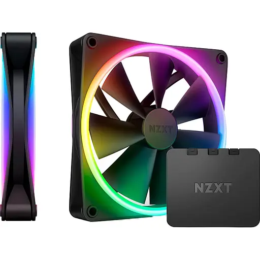 Вентилятор NZXT NZXT, F140RGB Duo - 140mm Dual-sided RGB Fan - Twin Pack (Black) (RF-D14DF-B1) - фото 1
