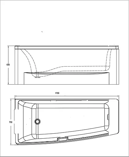 Ванна акриловая Volle 170x75 TS-102/L - фото 2