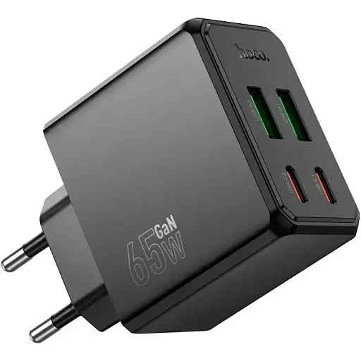 Зарядний пристрій блок на 4 виходи (порта USB) Hoco CS19A 2*USB-C + 2*USB 65W чорний - фото 1