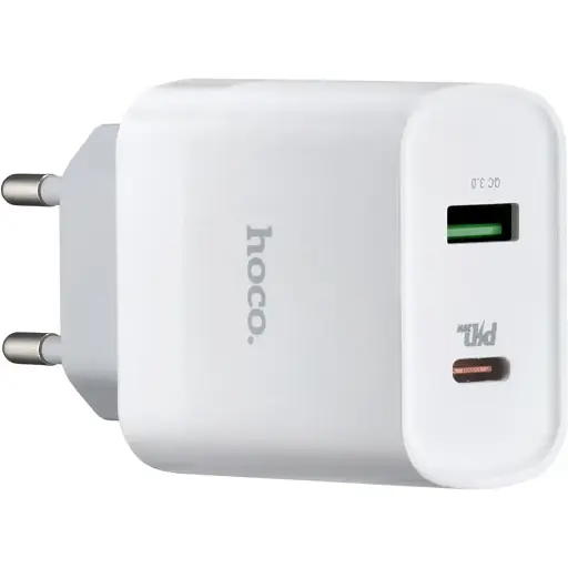 Мережевий зарядний пристрій Hoco C80A Plus Rapido PD20W + QC3.0 charger ( EU ) Білий - фото 1
