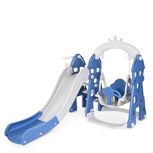 Дитяча гірка-гойдалка BAMBI HOUSE-4 з баскетбольним кільцем, ш146-г183-в120см, синя - фото 6