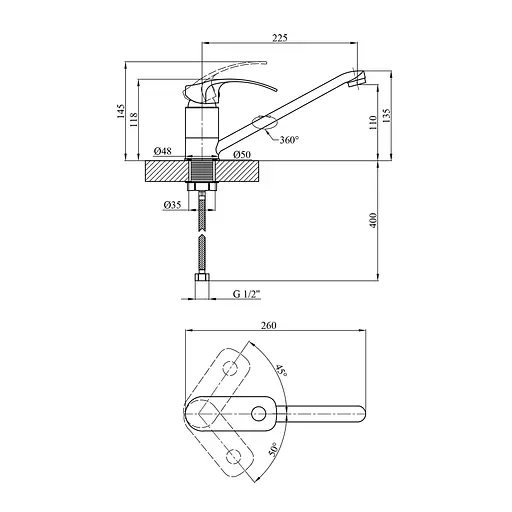 Змішувач для кухні Kroner KRM Elbe - C030 (CV023590) - фото 5