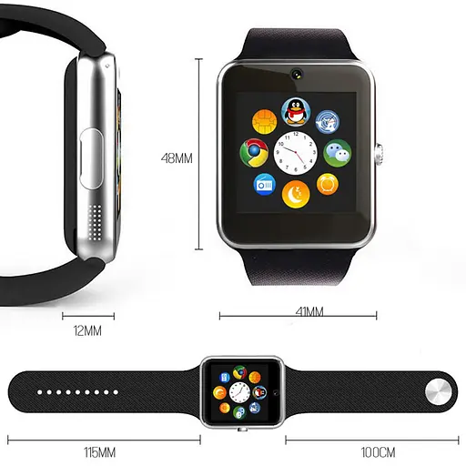 Смарт-часы GT08 с камерой и Sim картой Silver Black (16147) - фото 5