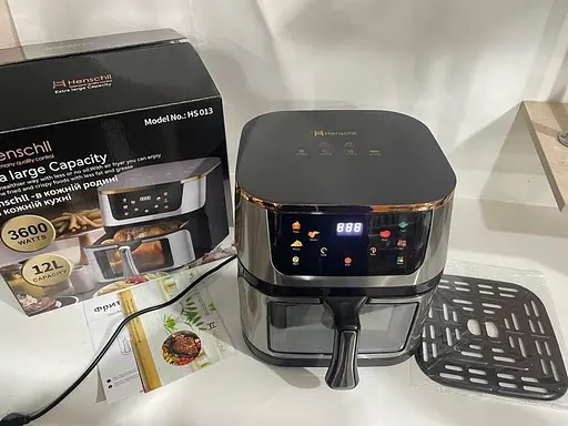 Аэрофритюрница безмасляная Henschll на 12л электрическая с сенсорным управлением 3600Вт Черный - фото 10