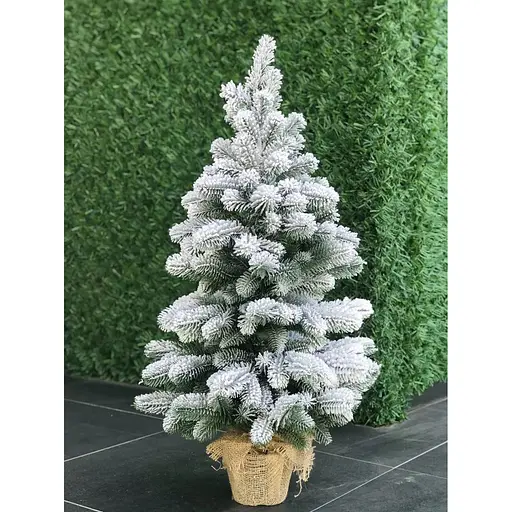 Ялинка Hvoya Premium лита в мішковині 90 см засніжена