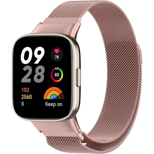 Ремешок DK для Xiaomi Redmi Watch 3 Metal Milanese Loop Magnetic (pink rose)