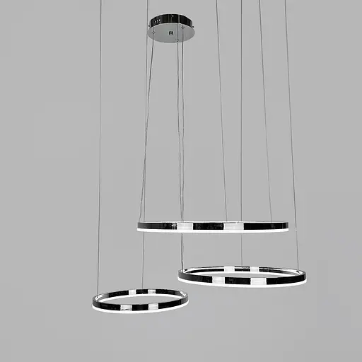 Світлодіодна люстра на три кільця 60+50+40 см у хромованому каркасі | Line F | Арт. MJ73-600+500+400 CH - фото 3