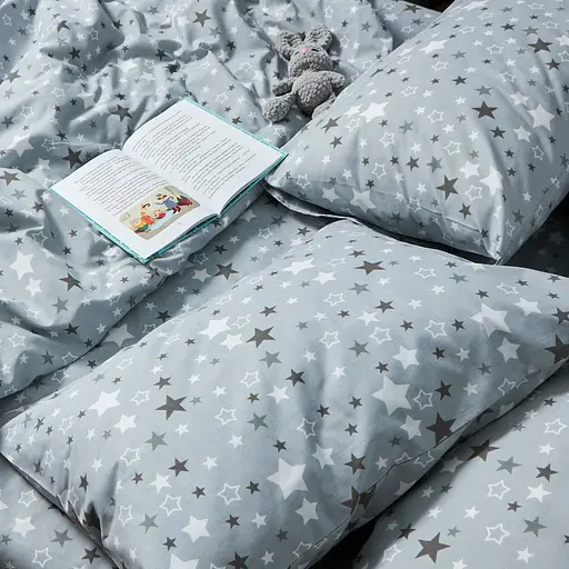 Комплект постільної білизни Moon&Star Бязь Gold Люкс Silver Stars Сімейний 143х210х2 наволочки 2х40х60 - фото 2