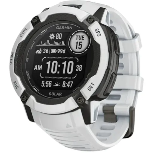 Смарт-часы Garmin Instinct 2X Solar с белым силиконовым ремешком
