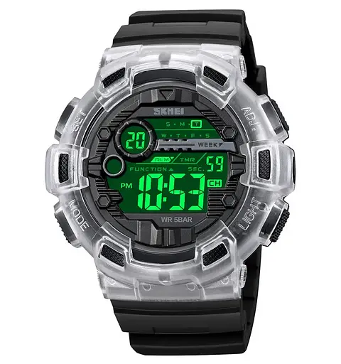 Годинник чоловічий спортивний наручний Skmei 2110 (Чорний з білим) - фото 3