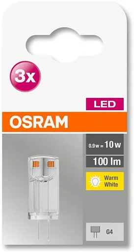 OSRAM BASE 3 Pack 0,90 Вт G4 LED PIN-лампа для заміни звичайної лампи потужністю 10 Вт теплого білого кольору - фото 2