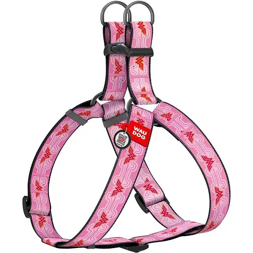 Шлея для собак Waudog Nylon з QR паспортом, малюнок "Чудо-жінка 1", пластиковий фастекс, XL