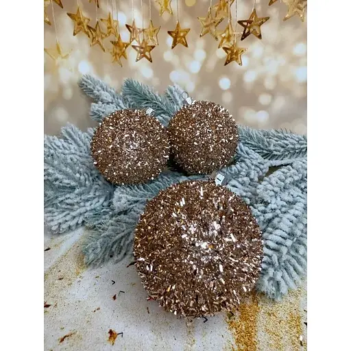 Набір ялинкових куль Їжачок 80 мм 6 шт Розове золото - фото 1