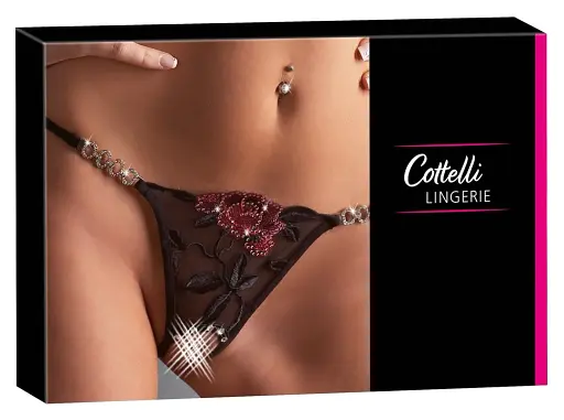 Трусики-стрінги String Rose Crotchless M/L чорний - фото 3