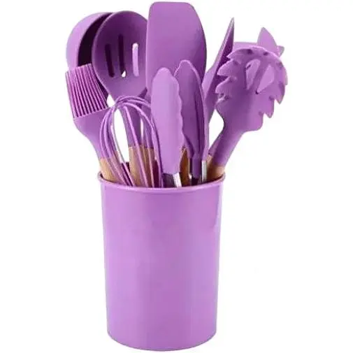 Набір кухонного приладдя Silicone kitchen utensils set 12 предметів Фіолетовий - фото 1