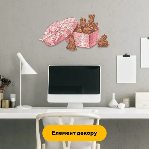 Деревяний фігурний пазл Шоколадні Зайченята, А5, Деревяна коробка 35 елементів - фото 5