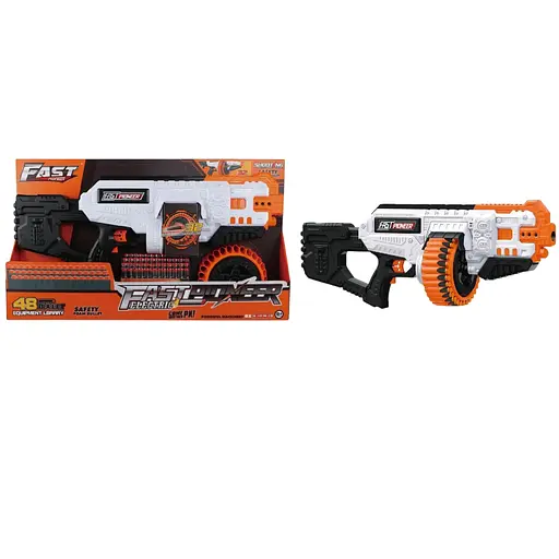 Игрушечный детский пулемет автоматический, барабан на батарейках с мягкими патронами (48 шт.)(62см х 23см) - фото 1