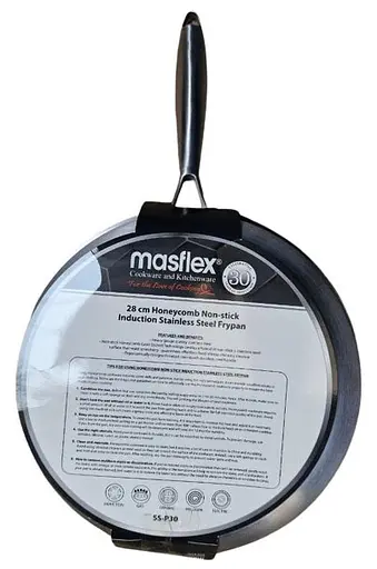 Индукционная сковорода из нержавеющей стали Masflex Honeycomb SS-P30 28 см антипригарное покрытие в виде сот. - фото 2