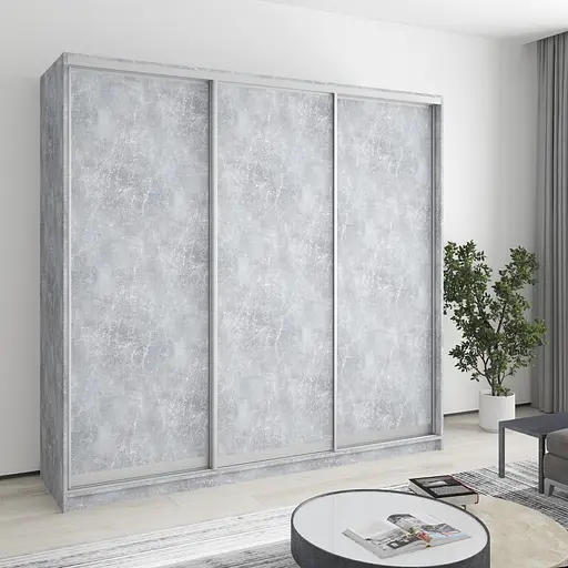 Шафа-купе тридверна MebelStar Комбо AL 3ДСП 220x60x210 см Бетон (MBS-3322)