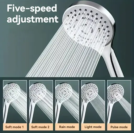 5-режимная насадка для душа, регулируемый напор, массажный эффект, экономия воды - фото 4