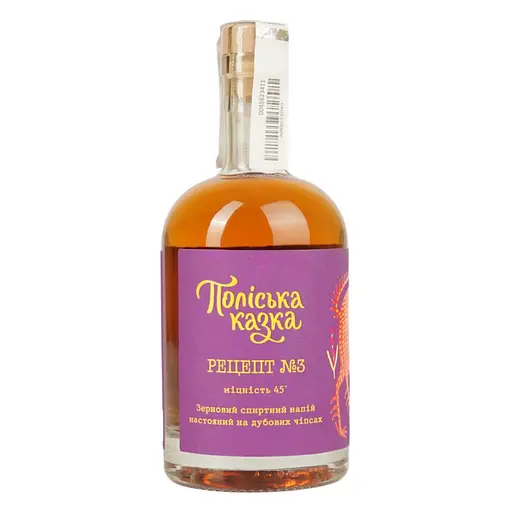 Зерновой спиртной напиток настоянный на чипсах дубовых Поліська казка Рецепт номер 3 45% 0.5 л - фото 1