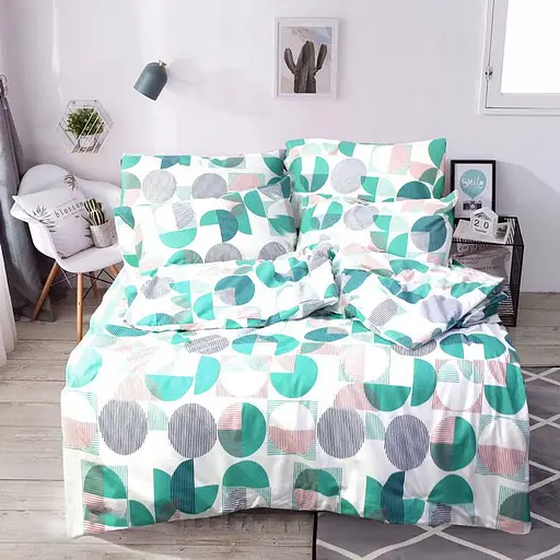 Полуторный постельный комплект бязь, хлопок зеленого цвета 327550