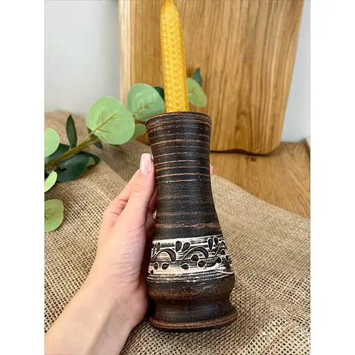 Свічник керамічний (глиняний) різьблений Ангоб - фото 5