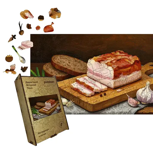 Деревянный фигурный пазл Душистое Сало, А1, Деревянная коробка 500+ элементов