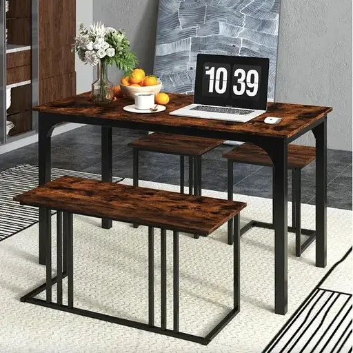 Комплект Costway Decima обеденный стол со стульями в стиле Loft коричневый - фото 3