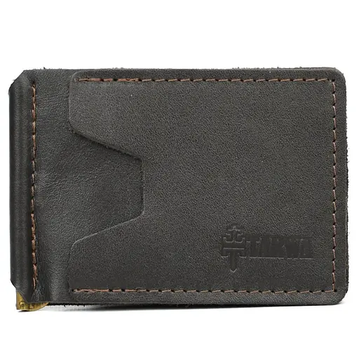 Зажим с монетницей кожаный коричневый Наппа Tarwa 11.5х8х1 см acs0032188 - фото 6