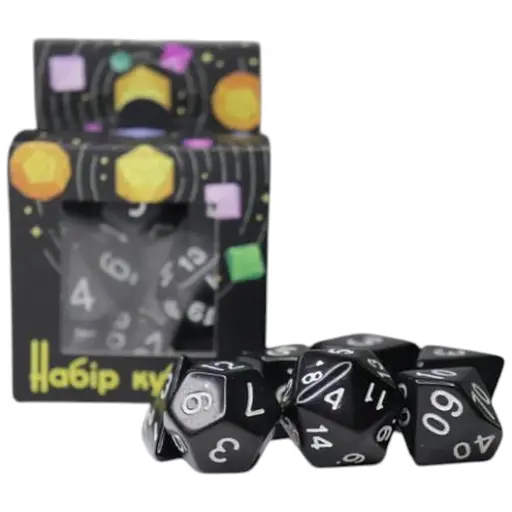 Набор кубиков Opaque 7 Dice Set - Black (w-white) , 7 шт. (g7dopaq04)